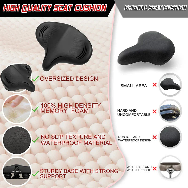 BowLift | Oversized Bike Saddle with Shock Absorption and Waterproof Design – Comfortable Bicycle Seat for Long Distances
