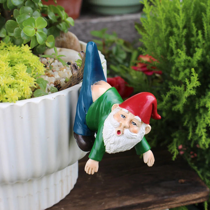 BowLift | Funny Gnome Flower Pot Hanger made of Resin with Pants on a Branch