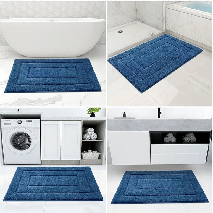 Bathroom Mat Microfiber Non-Slip – Double Layer Bath Mat | Highly Absorbent & Soft | Comfort Doormat | Bowlift