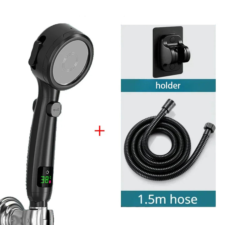 LED Showerhead with Digital Temperature Display | High Pressure & Water Saving Bowlift
