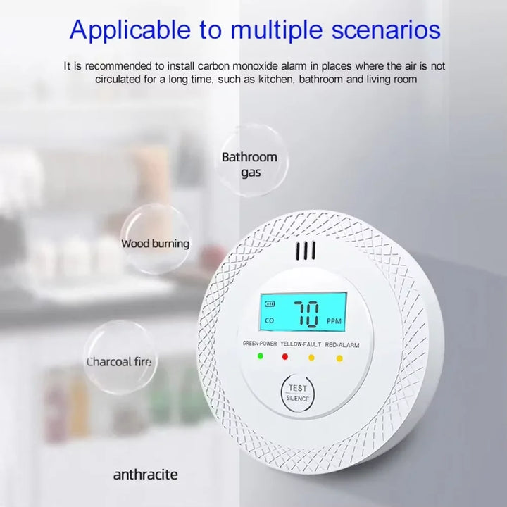 BowLift | VeiligWoon CO and Smoke Detector – Wireless with LCD Screen and Alarm