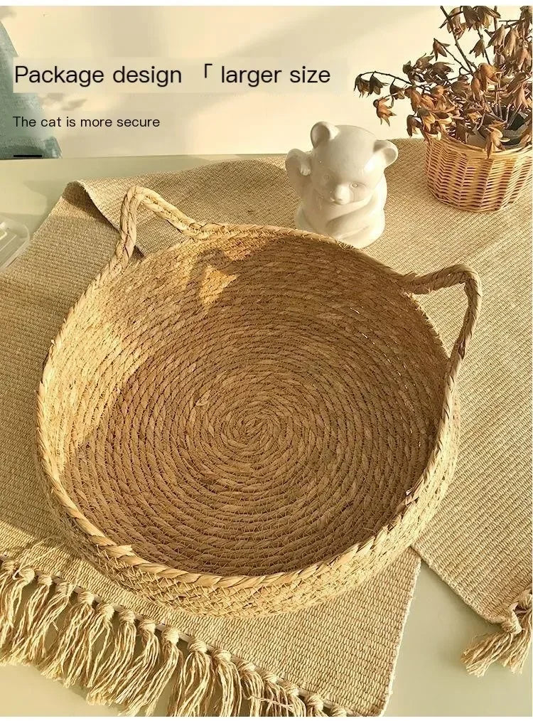 Rattan cat bed handwoven & washable Bowlift