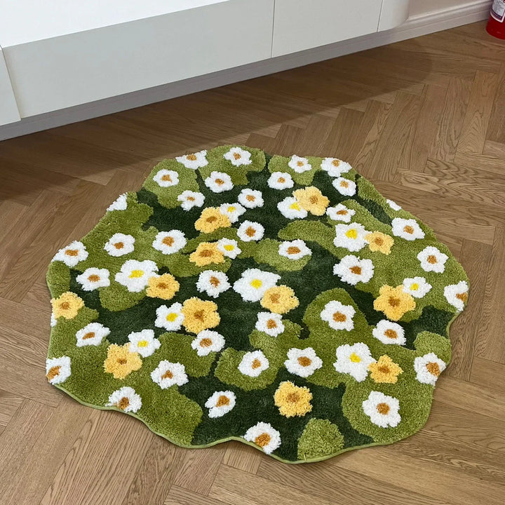 Daisy Tufting Moss Bathroom Mat | Bowlift