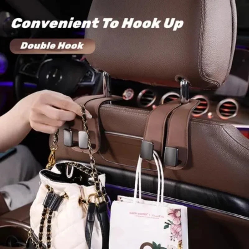 BowLift | Double Hook Car Back Seat Organizer Leather Hooks