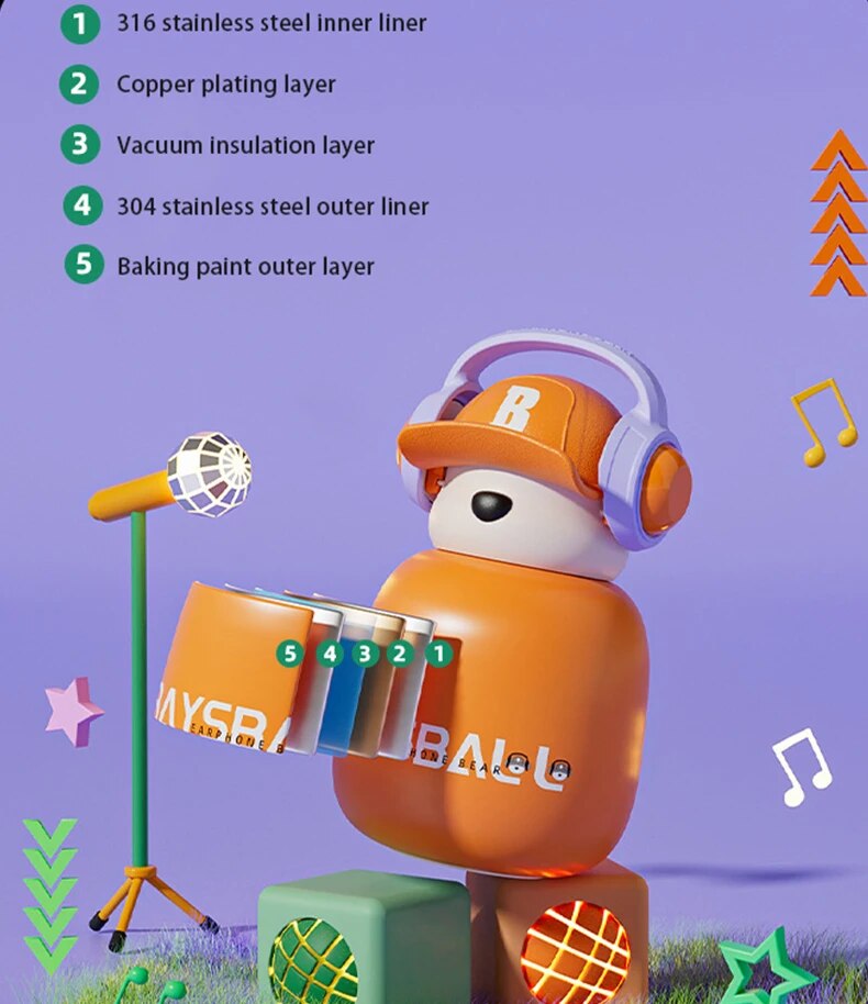 BowLift | DJ Bear Stainless Steel Thermos