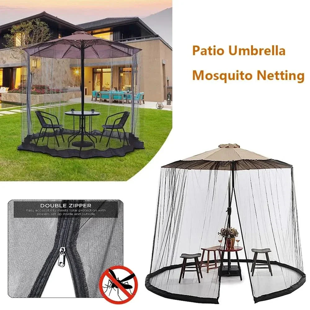 BowLift | Mosquito net for sun umbrellas up to 4 m – Adjustable & with zipper