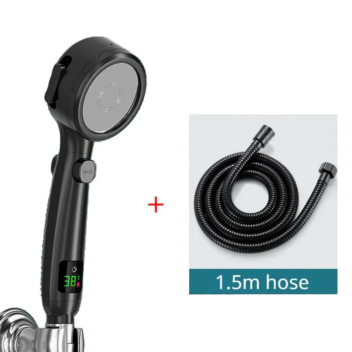 LED Showerhead with Digital Temperature Display | High Pressure & Water Saving Bowlift