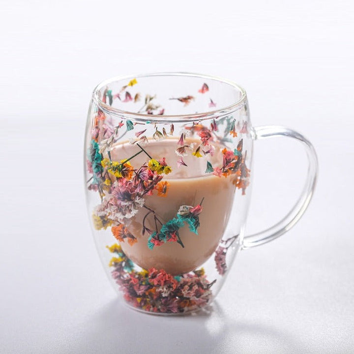 Double-walled dried flower glass cup