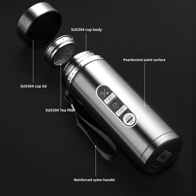 TempraBottle – Smart Thermos Bottle with LED Temperature Display (800ml–1L) | Bowlift