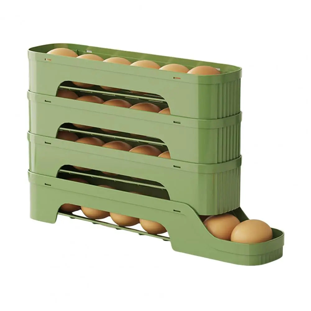 BowLift | Egg Box RolloMaxx | 4-Tier Egg Organizer | Space-Saving & Self-Rolling | Transparent Design