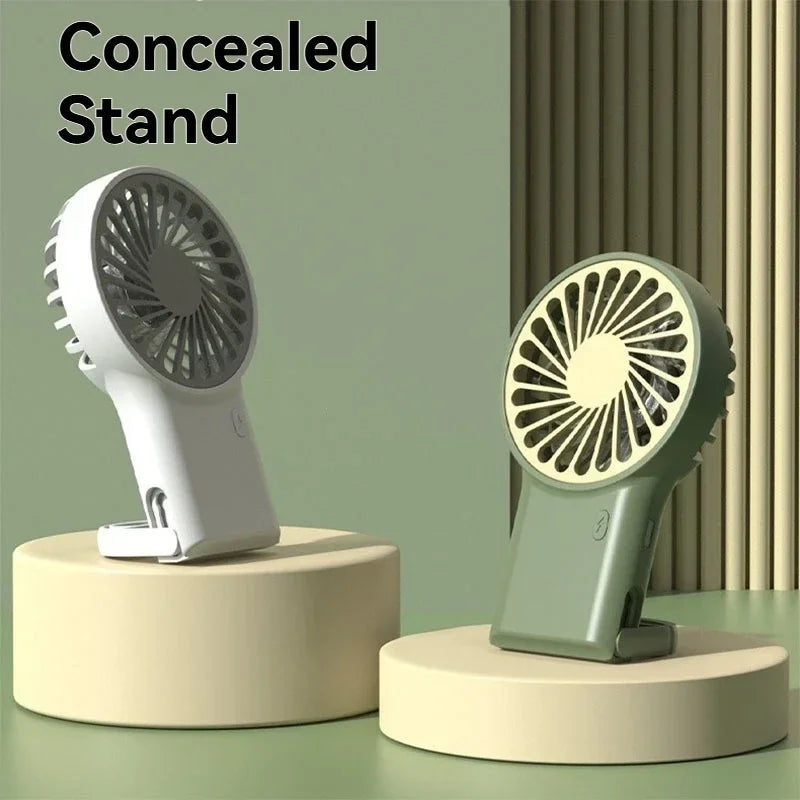 New Foldable USB Rechargeable Mini Fan | Handheld Desktop Fan with Cartoon Design & Hook for Outdoor, Home & Office Use | Bowlift