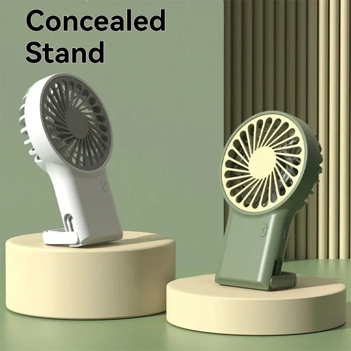 New Foldable USB Rechargeable Mini Fan | Handheld Desktop Fan with Cartoon Design & Hook for Outdoor, Home & Office Use | Bowlift
