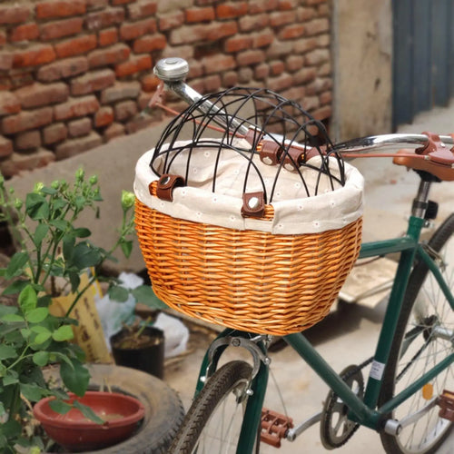 BowLift | PawRide | Front-Mounted Wicker Dog Bike Basket – Safe, Stylish & Weatherproof