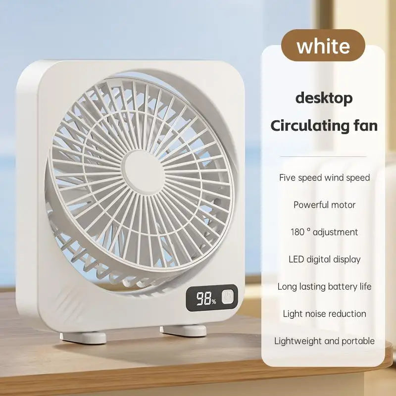 BowLift | AeroLino USB Desk Fan | 5-Level Digital Display | Portable & Quiet | For Office, School & Home