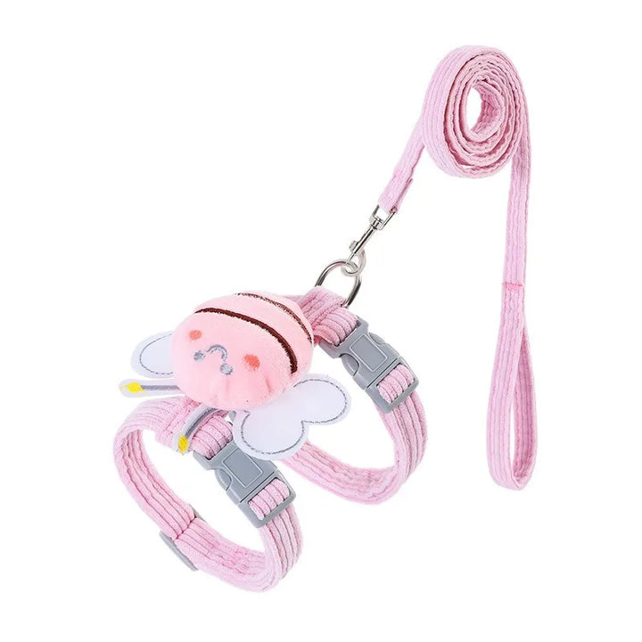 BowLift | BeeWalk | Adjustable Harness Set with Leash & Collar | Double Layer Design in Cartoon Bee Look | For Cats & Small Dogs