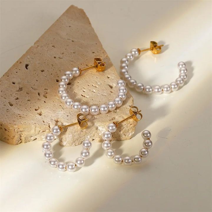 BowLift | Elegant C Hoop Pearl Earrings