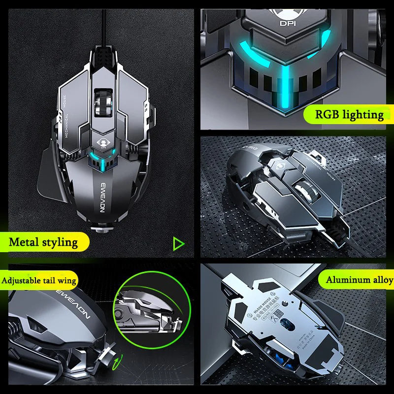 BowLift | Ergonomic RGB Mechanical Metal Wired Gaming Mouse