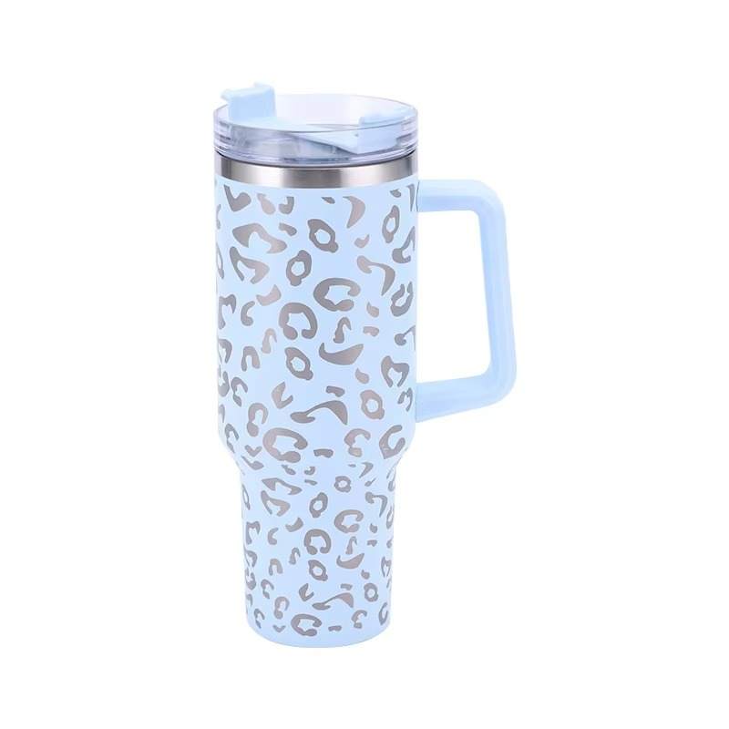BowLift | Leopard Print Insulated Tumbler with Handle and Straw 40oz Stainless Steel