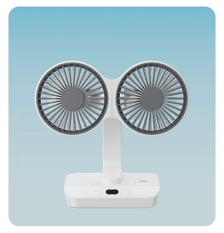 BowLift | Adjustable Double-Head Portable Table Fan Night Lamp