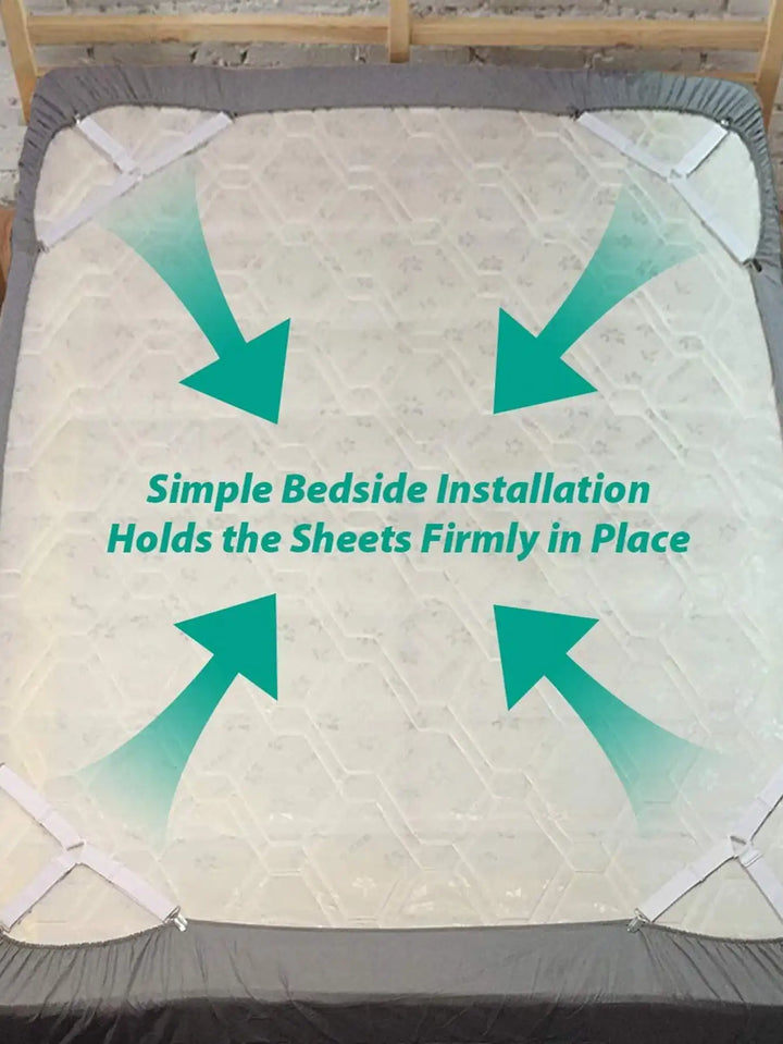 BowLift | GRIPFIX Fitted Sheet Holder Set | 4-Pack Triangular Bed Sheet Straps | Adjustable & Non-slip – For Mattresses, Table Covers & Covers