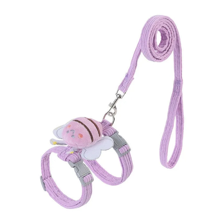 BowLift | BeeWalk | Adjustable Harness Set with Leash & Collar | Double Layer Design in Cartoon Bee Look | For Cats & Small Dogs