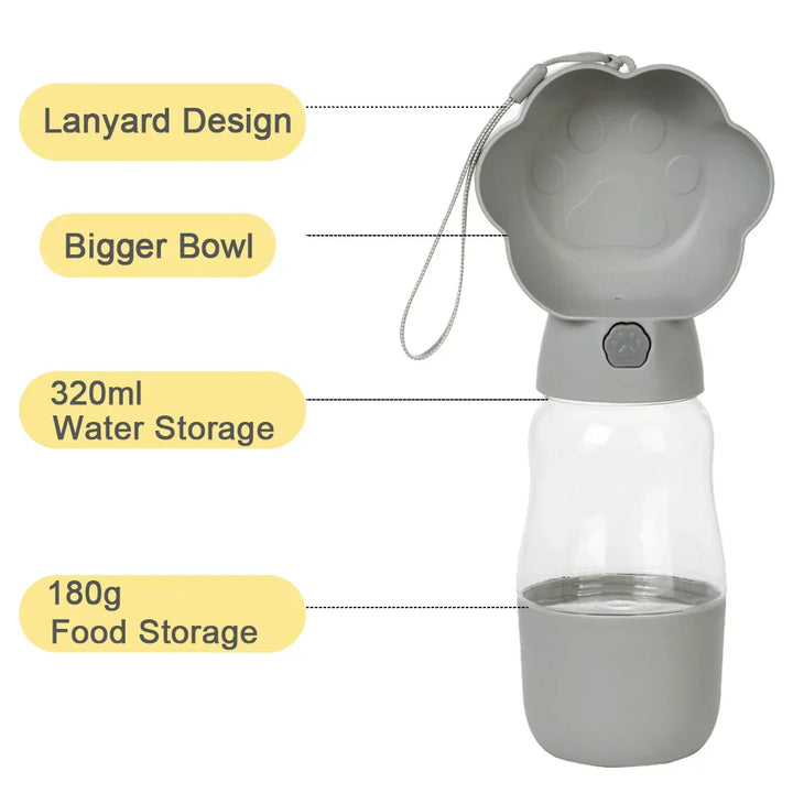 BowLift | PetGo DuoBottle | 2-in-1 Dog Bottle & Food Storage | Leakproof & Portable | For On the Go, Hiking & Traveling