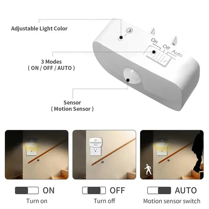 BowLift | LumoSense LED Night Light | With Motion & Light Sensor | Dimmable & Energy Efficient | Warm White & Cool White