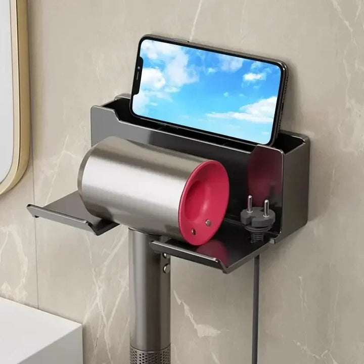 Multifunctional Hair Dryer Holder – Wall Mount | No Drilling | ABS Plastic Bowlift