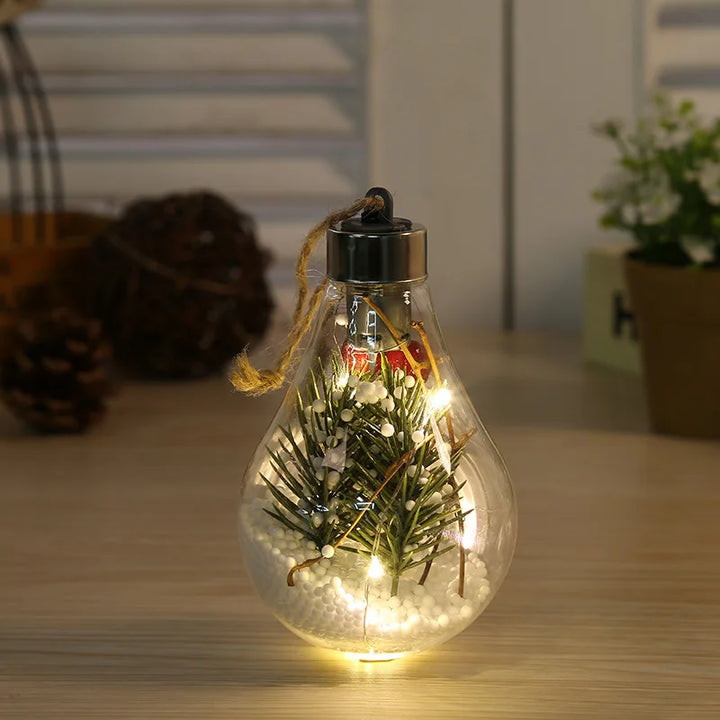 BowLift | LumiLeaf LED Light Orb with Leaves | Transparent Decorative Light with Warm Sparkle | Battery Operated & Hangable | For Weddings, Christmas & Living Room