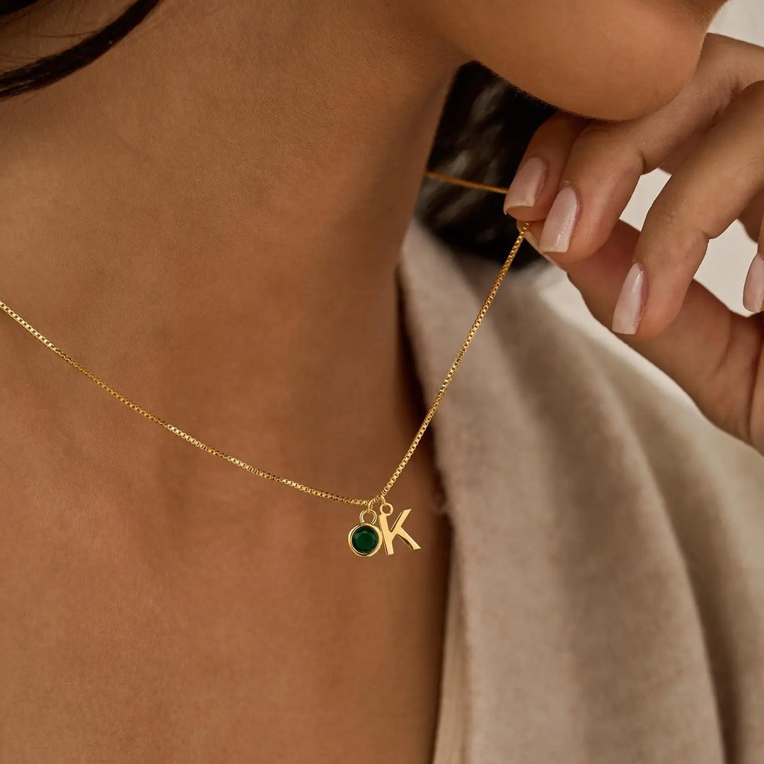 BowLift | Dainty Initial & Birthstone Necklace