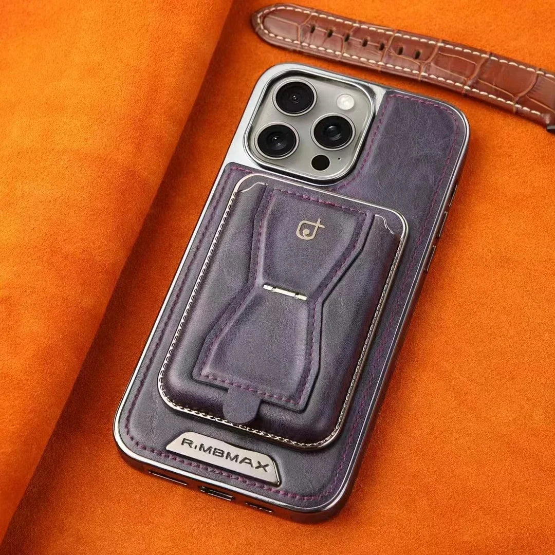 BowLift | Lux Hold Leather Wallet Stand iPhone Case