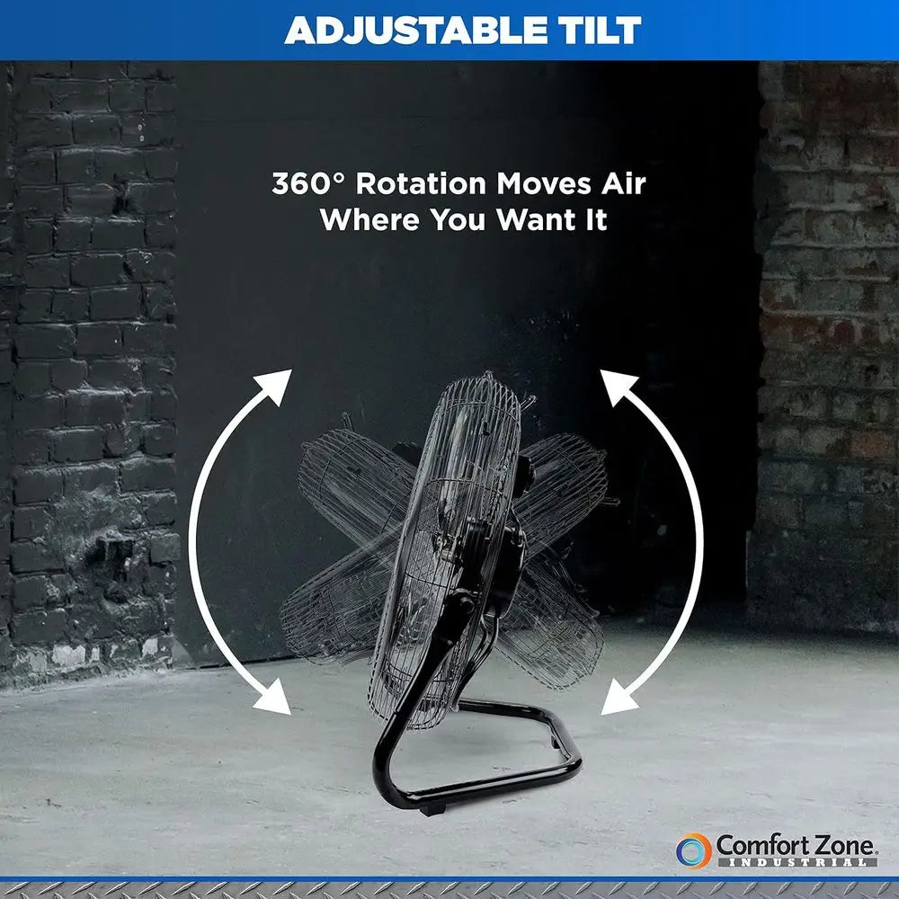 18-Inch Industrial High-Velocity Floor Fan – 3-Speed Adjustable Tilt with Carry Handle for Workshop & Home Use | Bowlift