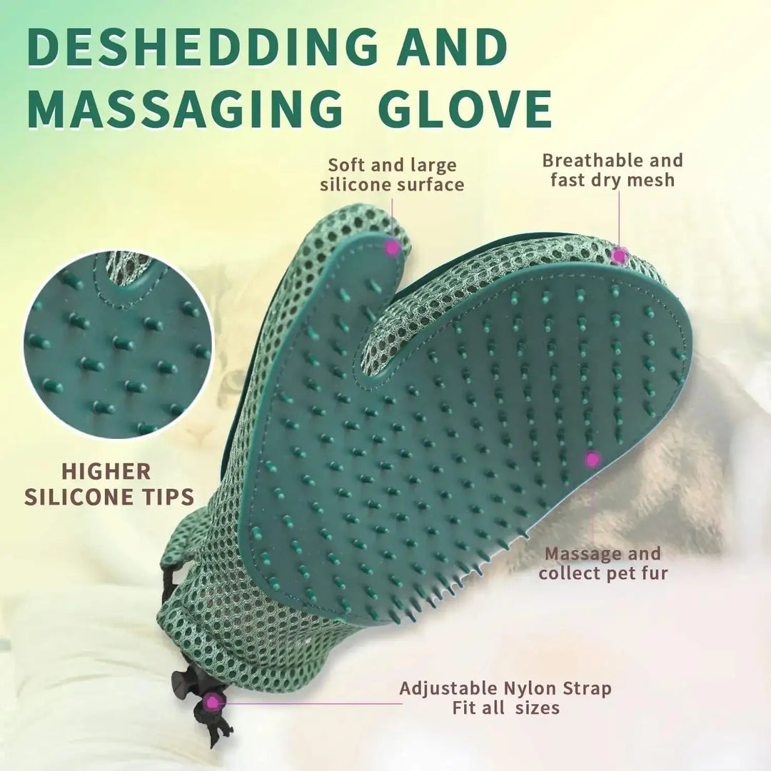 BowLift | Pawrella 2-in-1 Pet Glove | Coat Care & Hair Removal in one | For cats & dogs | Silicone nubs | Washable