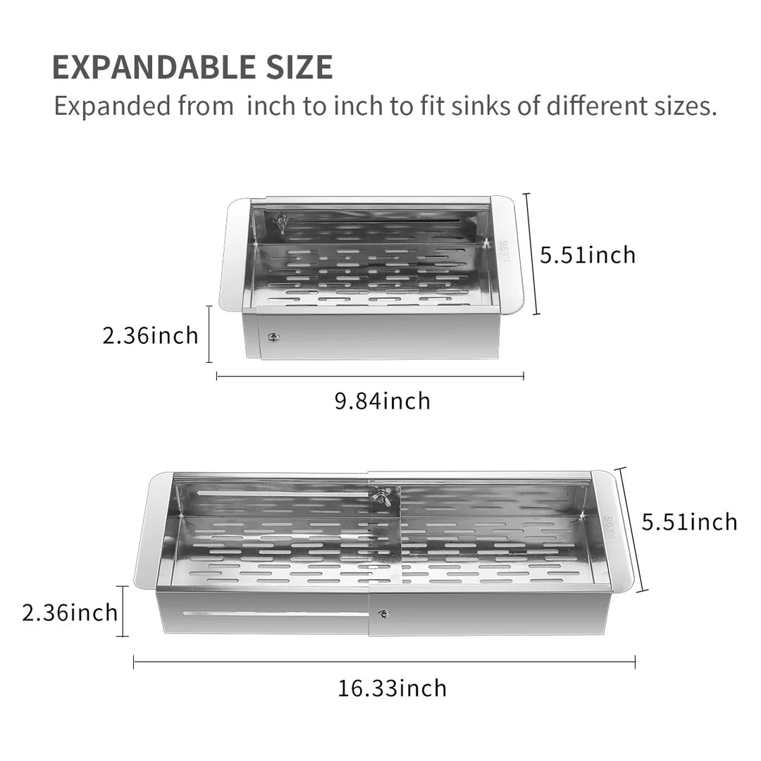 BowLift | Retractable Over Sink Stainless Steel Vegetable Drain Basket