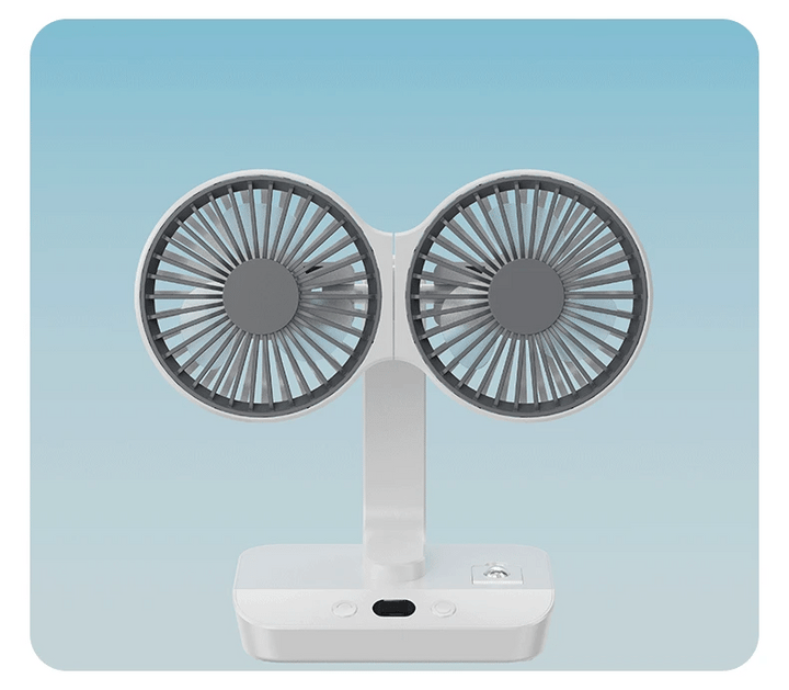 BowLift | Adjustable Double-Head Portable Table Fan Night Lamp