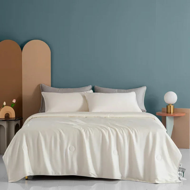 Air Condition Summer Comforter — Pure Color Ice Silk Cooling Blanket, Lightweight & Smooth Twin/King Size Quilt | Bowlift