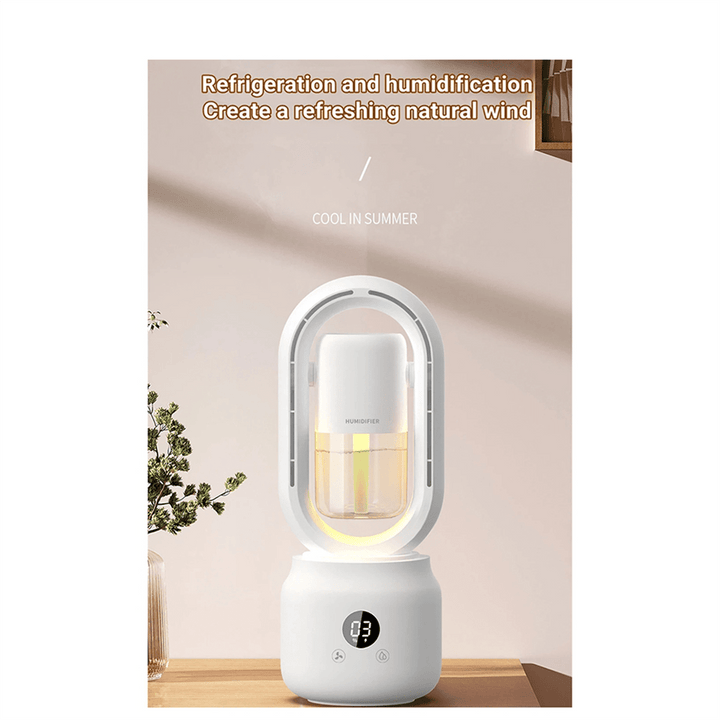 BowLift | Portable fan without blades with humidifier and night light for refreshing comfort