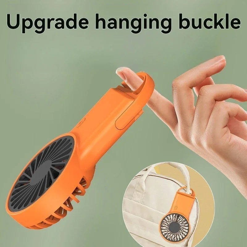 New Foldable USB Rechargeable Mini Fan | Handheld Desktop Fan with Cartoon Design & Hook for Outdoor, Home & Office Use | Bowlift