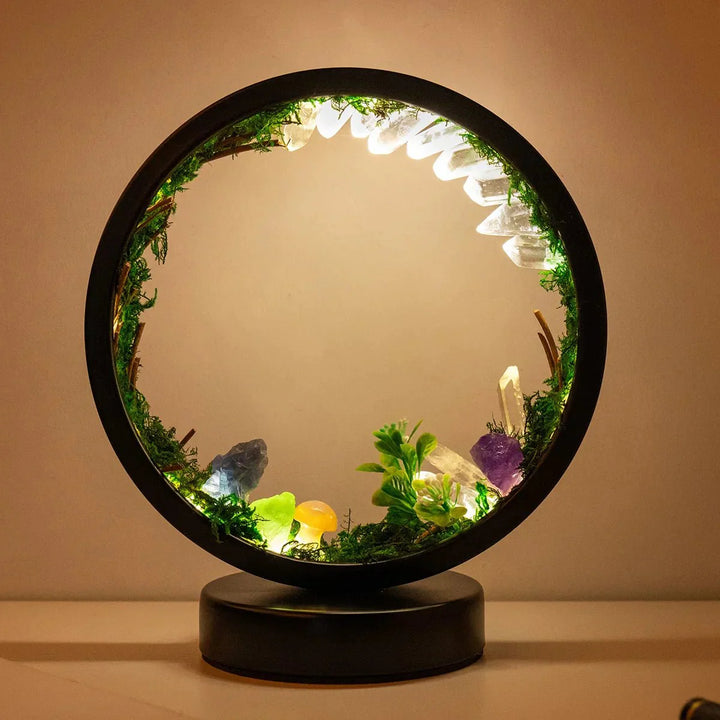 BowLift | Elegant night light - Round frame - Green crystals - Chic decoration
