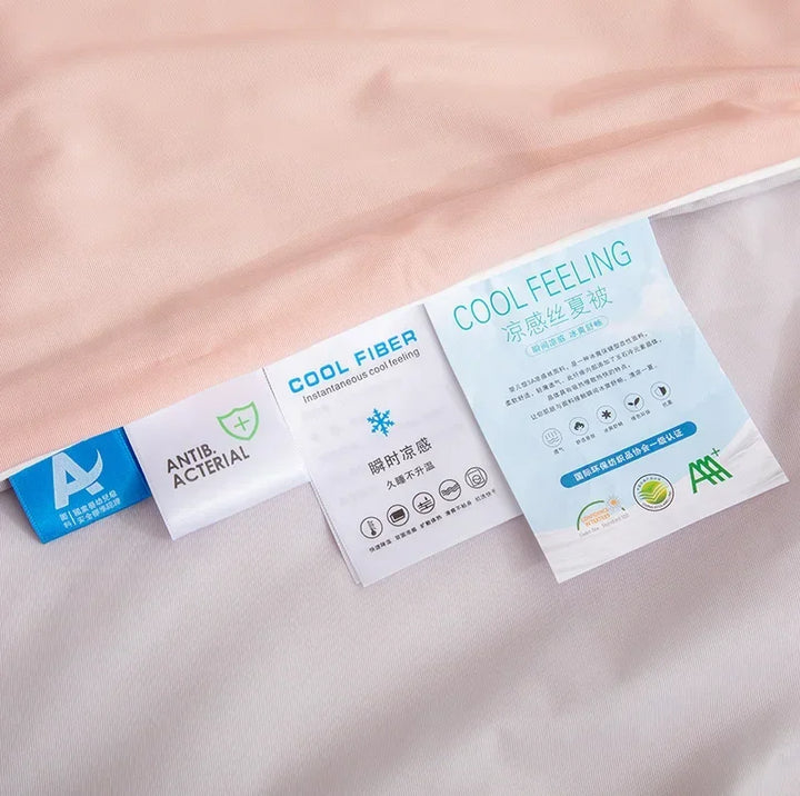 Air Condition Summer Comforter — Pure Color Ice Silk Cooling Blanket, Lightweight & Smooth Twin/King Size Quilt | Bowlift