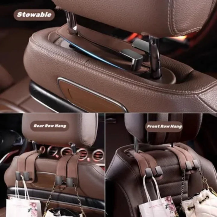 BowLift | Double Hook Car Back Seat Organizer Leather Hooks