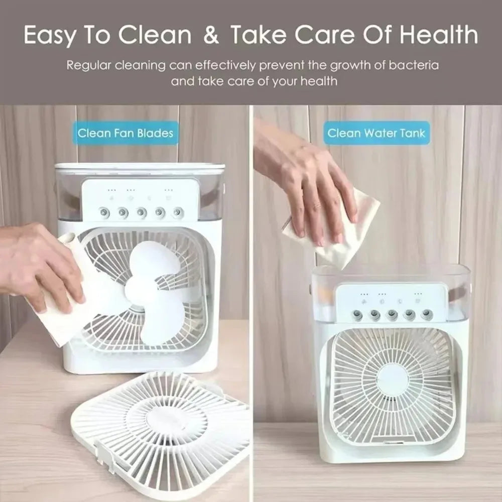 BowLift | Auronix Mini Air Cooler | 3-in-1 Fan with LED & Humidifier | USB | 600ml Tank