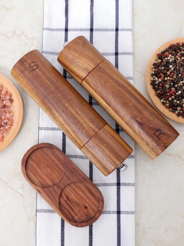 WoodSpice - Luxe Houten Peper- en Zoutmolen Set Bowlift