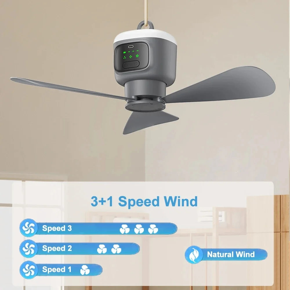 12000mAh Portable Ceiling & Camping Fan – Outdoor Tent Air Circulator and Cooling Ventilator | Bowlift