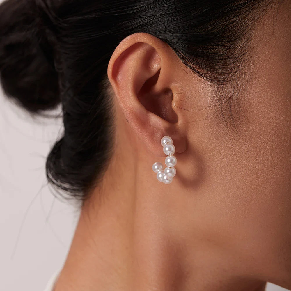 BowLift | Elegant C Hoop Pearl Earrings