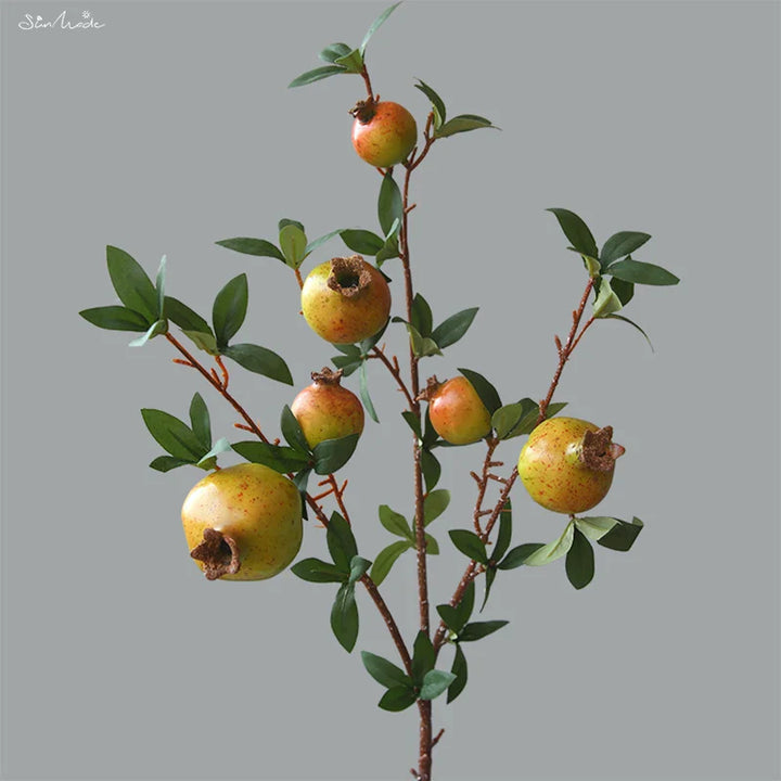 6-Piece Artificial Pomegranate Fruit Branch with Leaves