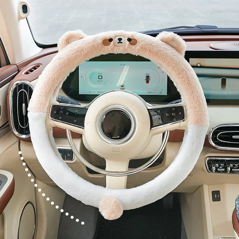 BowLift | Soft Winter Animal Plush Steering Wheel Cover