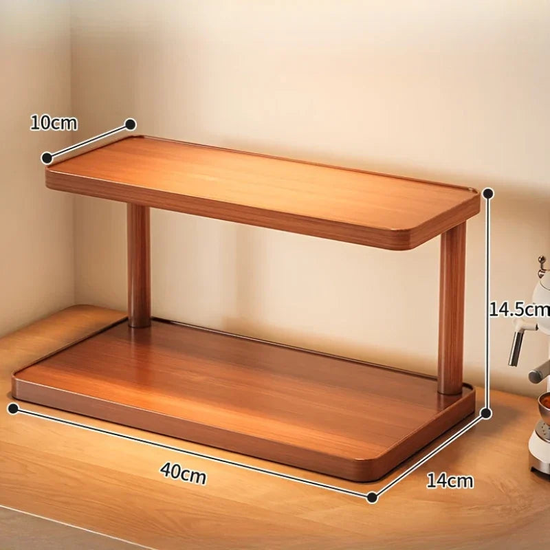 BambuCasa 2-tier wooden shelf Bowlift