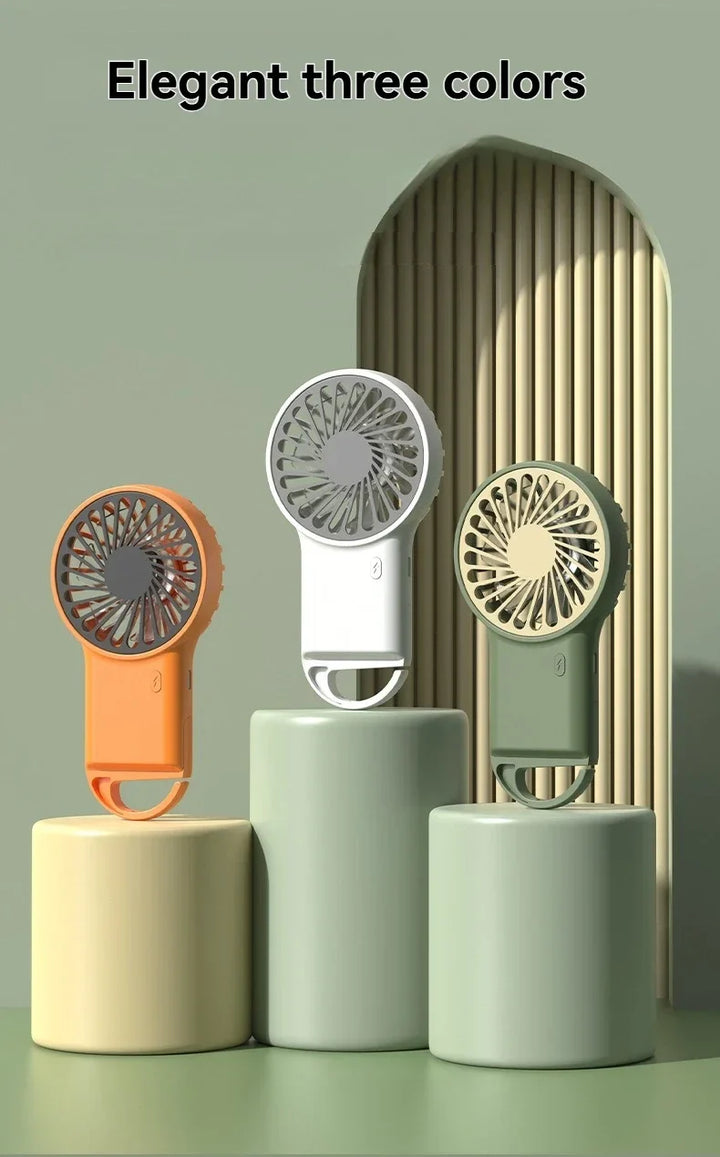 New Foldable USB Rechargeable Mini Fan | Handheld Desktop Fan with Cartoon Design & Hook for Outdoor, Home & Office Use | Bowlift