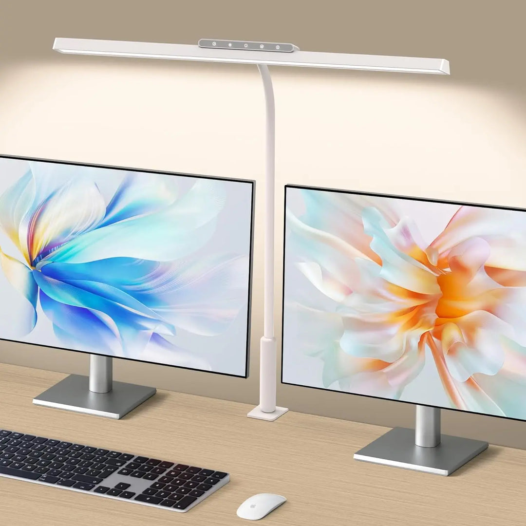 BowLift | Lumavue LED Desk Lamp with Clamp | Extra Wide Illumination | Stepless Dimmable & Adjustable Color Temperature | For Home Office & Screen Workstation